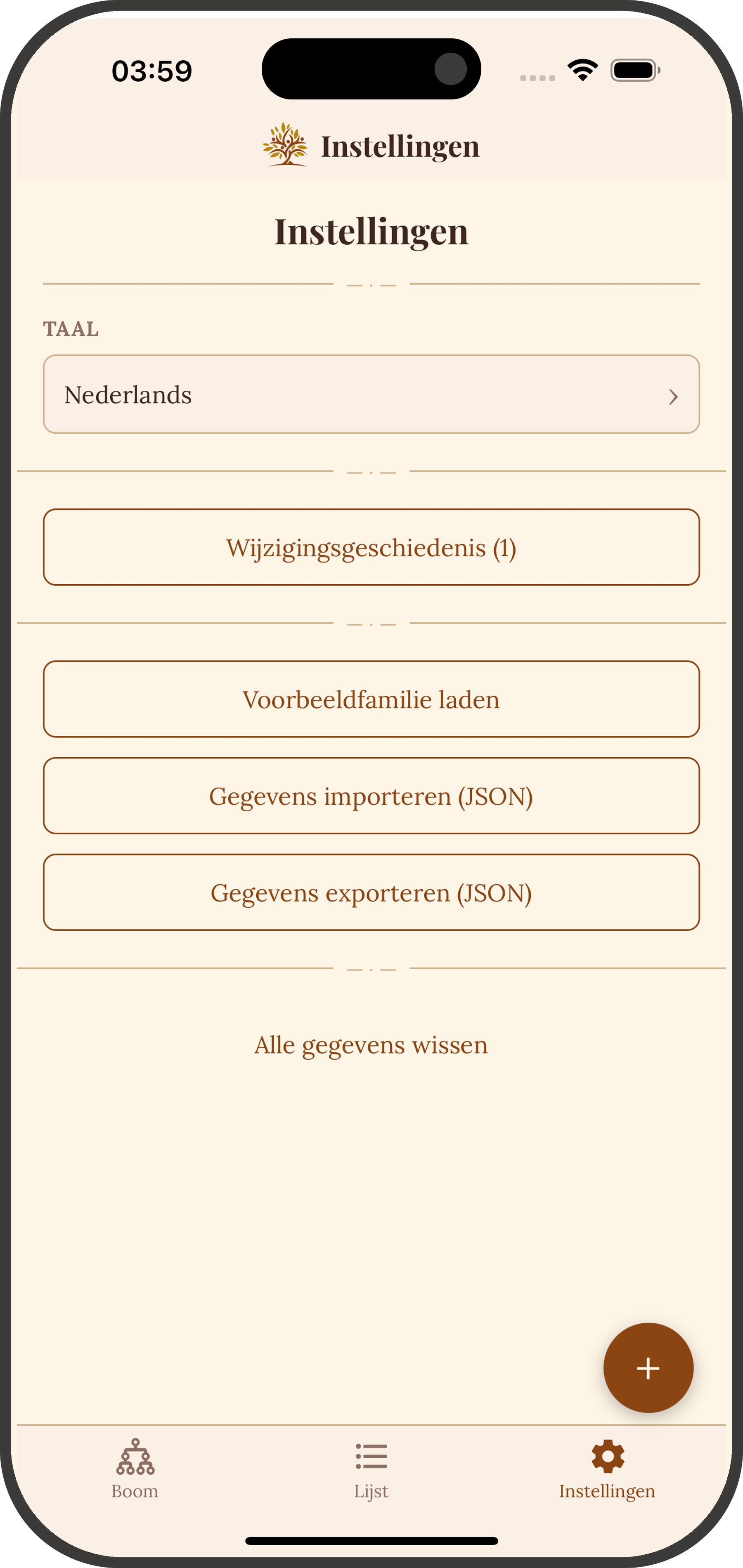 Instellingenscherm